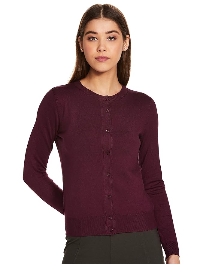 Buy Marks & Spencer Women's Crew Cardi Plain Rayon Cardigan Sweater at