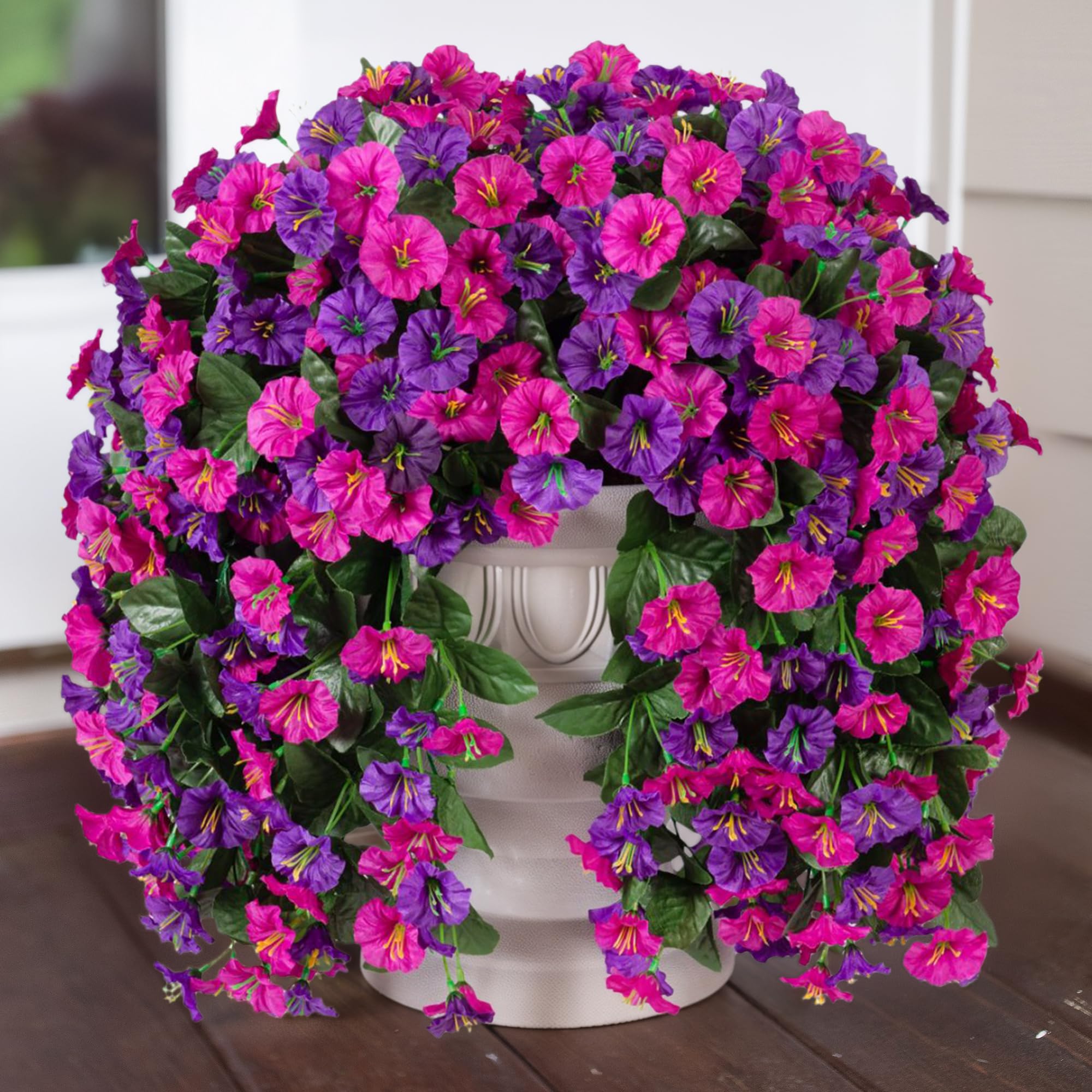 HyeFlora Artificial Fake Hanging Flowers Plants for Outdoor Outside ...