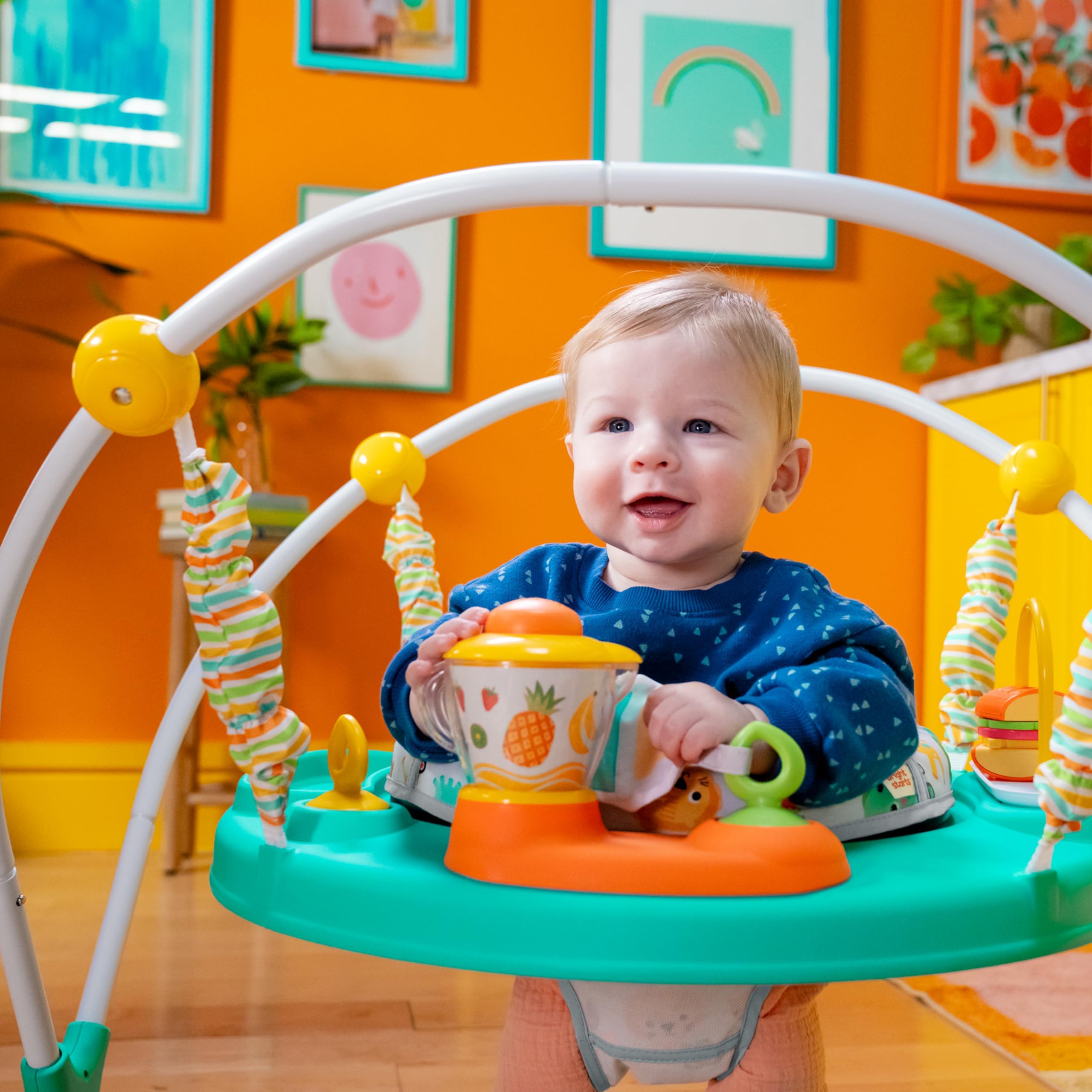 Bright Starts Cooking Up Fun Baby Activity Jumper with Music and Lights, Kitchen Role Play Toys, Unisex, 6 Months+, Up to 25 lbs
