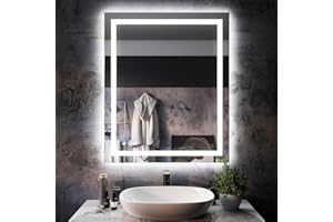 ISKM 30''x36'' LED Mirror for Bathroom Lighted Vanity Mirror for Wall Front Lights + Backlit LED Bathroom Mirror Anti-Fog Tempered Glass ETL Listed