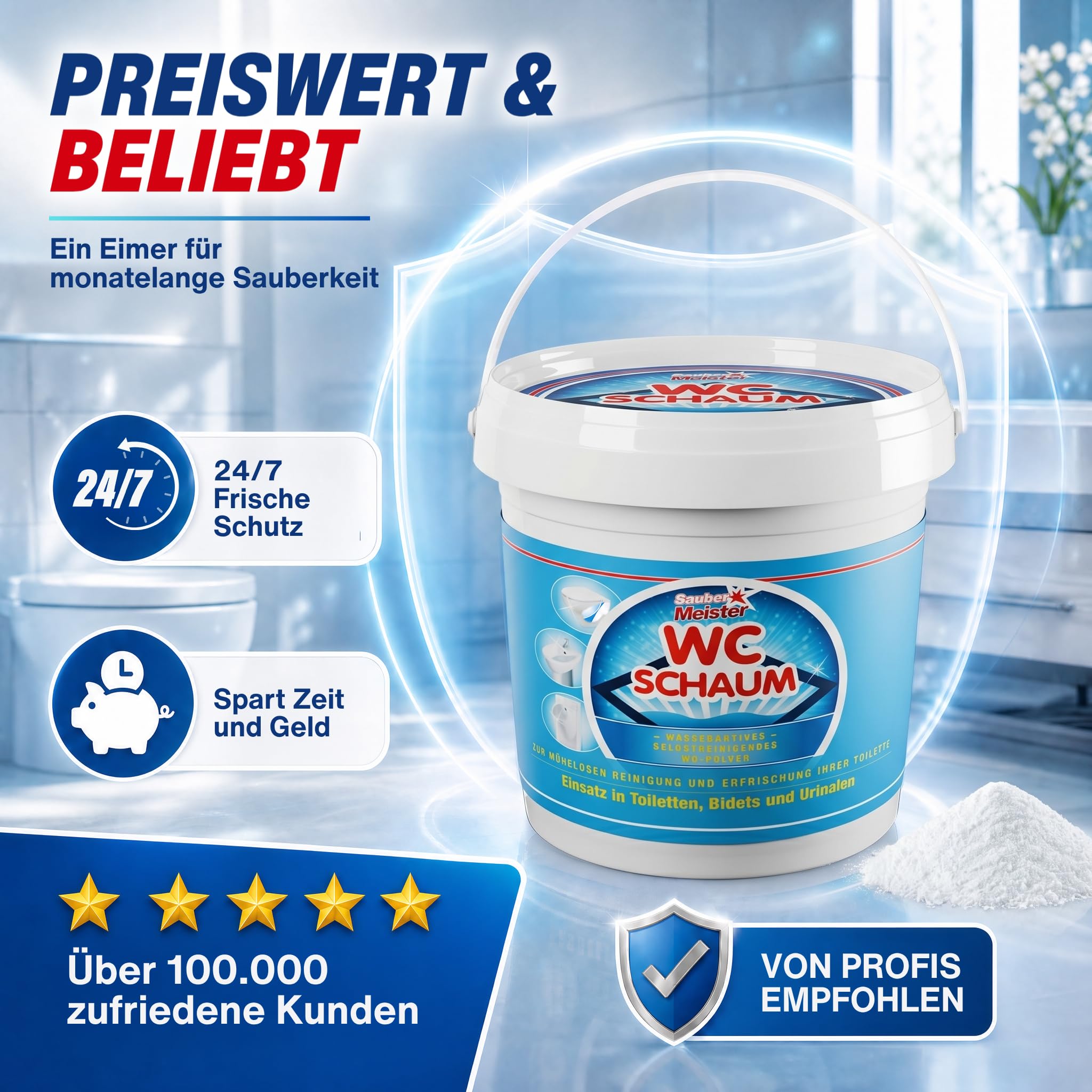 Sauber Meister WC Schaum Toiletten-Reinigungsschaum Pulver, 1000 g 8