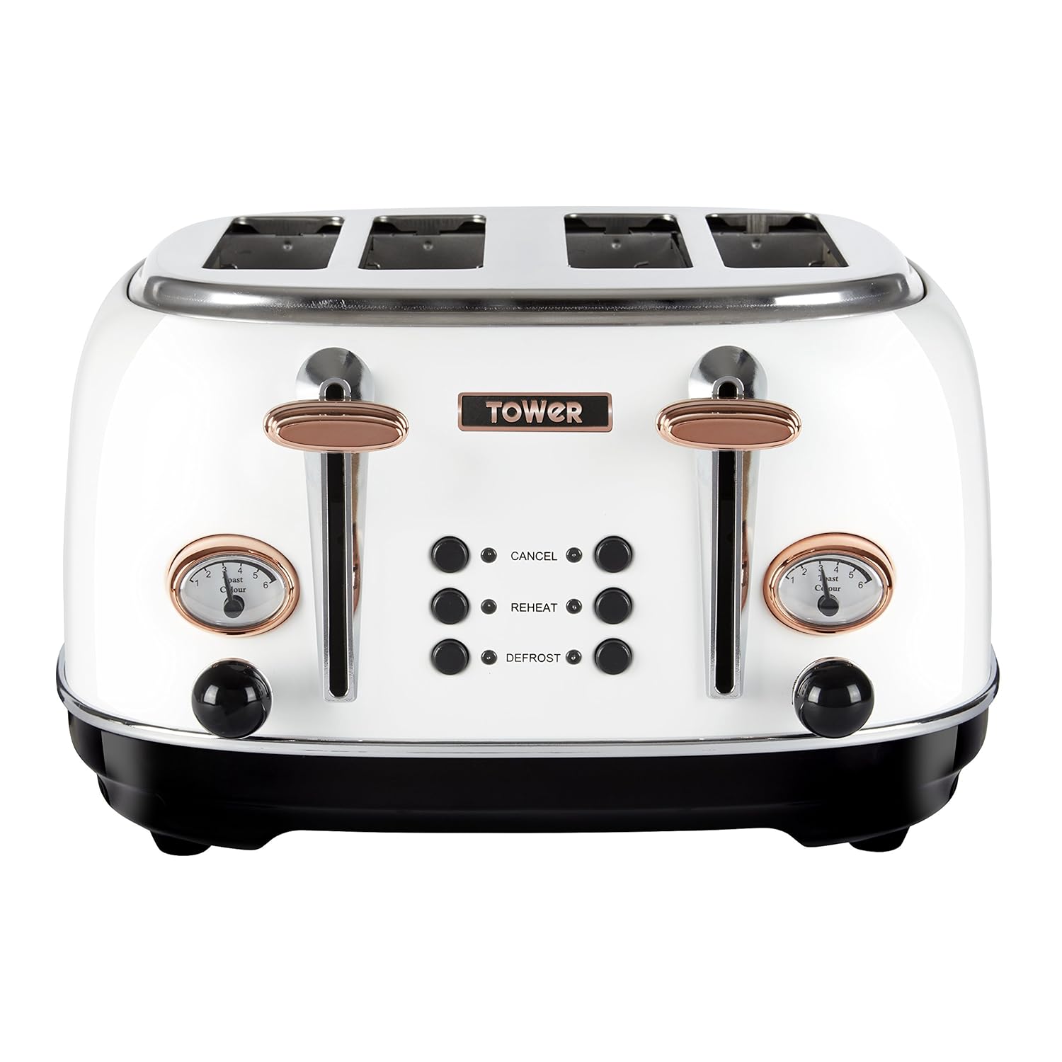 Tower Bottega Stainless Steel 4 Slice Toaster In White & Rose Gold