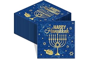 Honoson 100 Pcs Chanukah Napkins Paper Disposable Cocktail Beverage Guest Dinner Napkins for Holiday Themed Birthday Party Su
