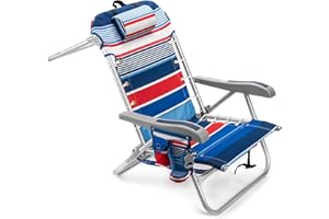 Homevative Cooler+ Folding Backpack Beach Chair with 5 Positions, Towel bar, XL Cooler Pouch, Storage Net, Cup and Phone Holder, Fireworks