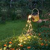 Solar Lights Outdoor Decorative, Metal Watering Can Lights Waterproof, Small Hanging Garden Decor Yard Outside Patio Lawn, Gifts for Mom Grandma Women Birthday(Warm White)