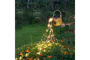 MISAWCE Solar Lights Outdoor Decorative, Metal Watering Can Lights Waterproof, Small Hanging Garden Decor Yard Outside Patio Lawn, Gifts for Mom Grandma Women Birthday(Warm White)