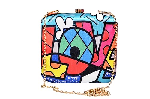 Sugarcrush Trendy Women Party Wear Hand Box clutch Purse With Detachable Sling (Funky Love) Must Buy For Women and Girls
