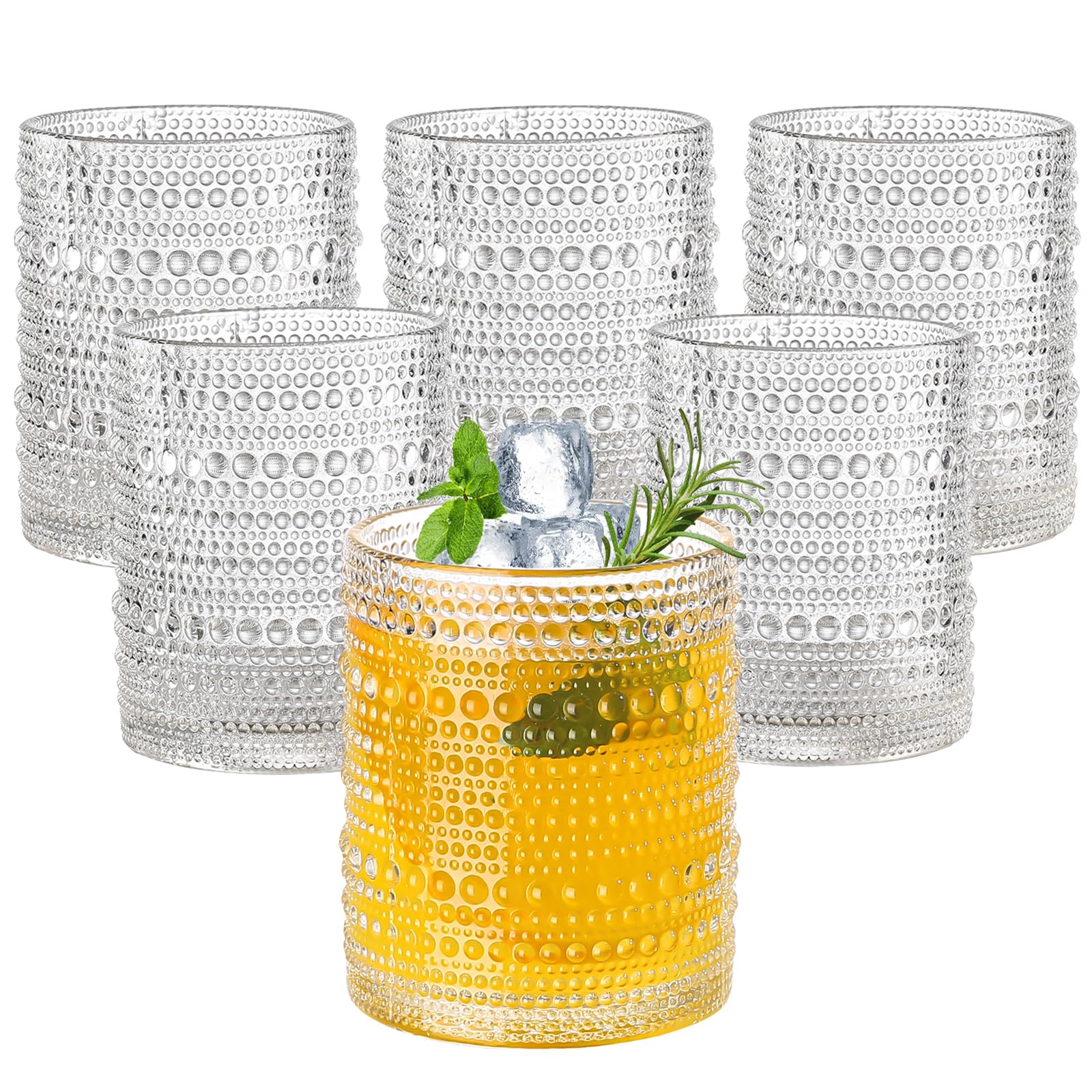 Photo 1 of Amyoole 12oz Hobnail Drinking Glasses Set of 6,Clear Vintage Glassware Embossed Water Tumbler,Cocktail Glass Cups for Beer,Whiskey,Juice and Various Mixed Drinks