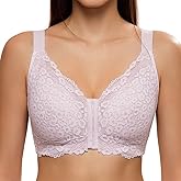 Luckfire Lace Minimizer Wireless Bralette Bra Soft Comfy Front Close,Full Coverage T-Shirt Bras Thin Padded No Underwire