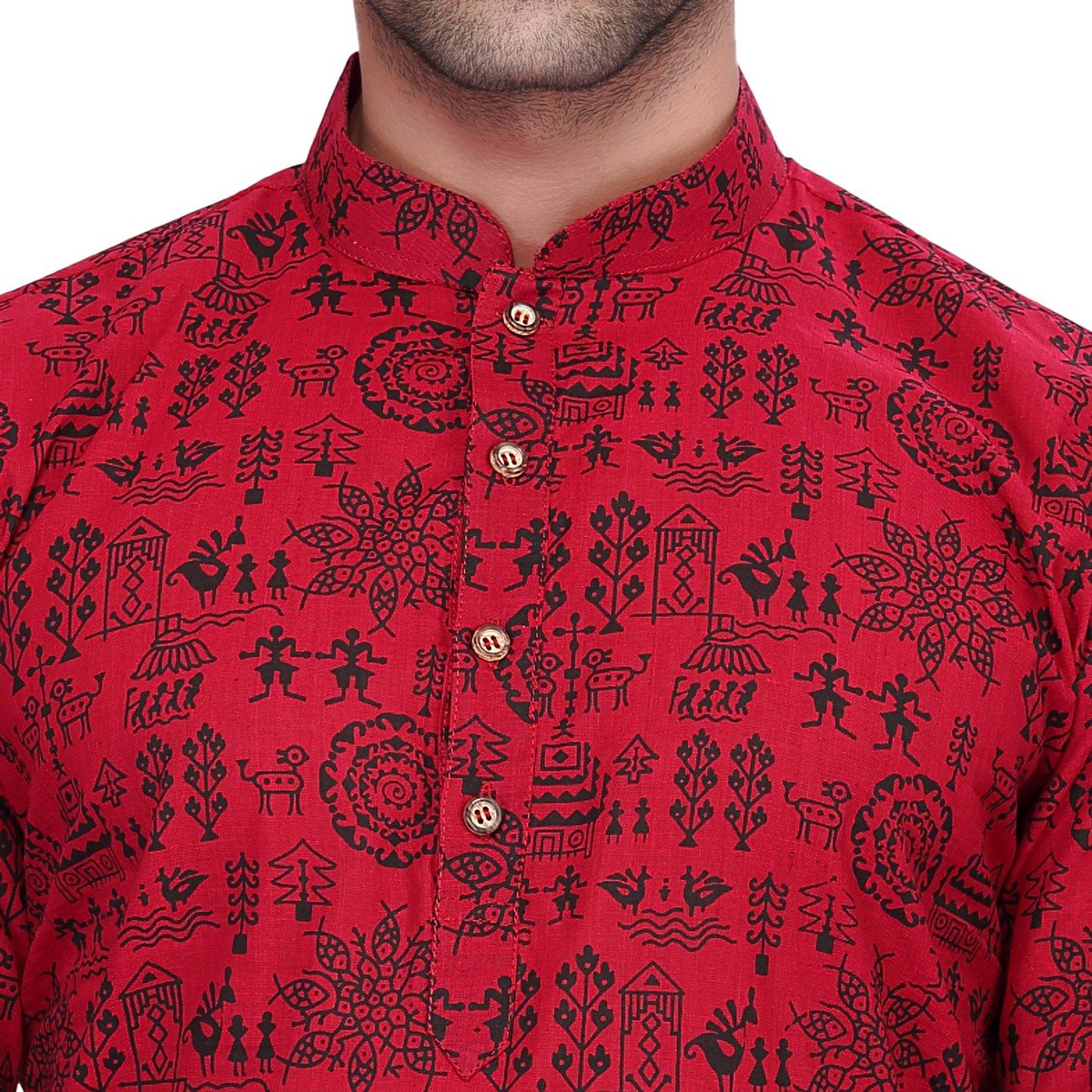 rg designers men's full sleeve short kurta d6578maroonwarli