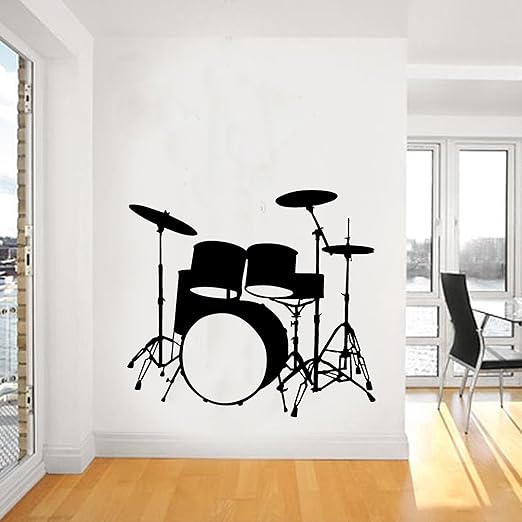 Amazon Com Drums Wall Art Musical Instrument Vinyl Mural Sticker Small 54cm W X 50cm H Kitchen Dining