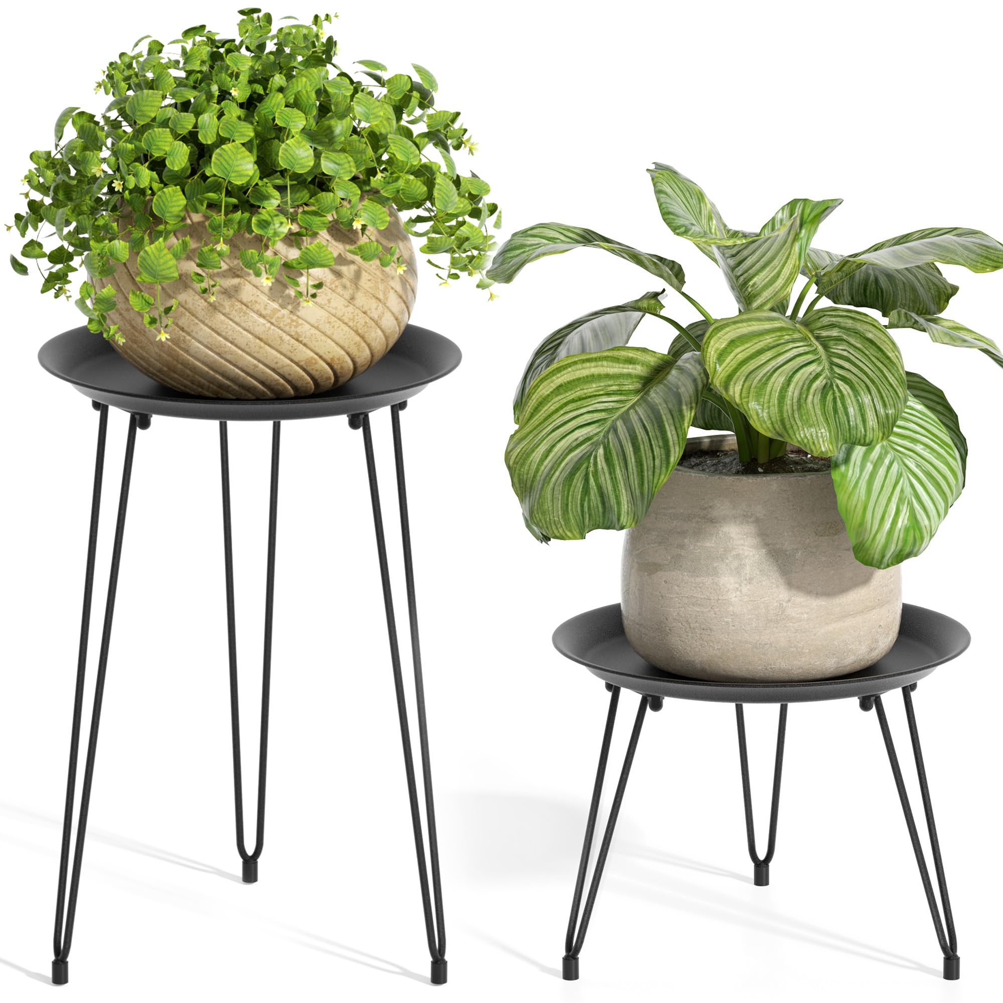 Photo 1 of SUEH DESIGN Plant Stand Indoor, Metal Plant Stand Round Plant Table Heavy Duty Plant Stool Flower Pots for Indoor Outdoor Home Decor, 2 Pack Short & Tall