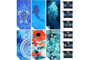 YONGOES 6 Pack Microfiber Lightweight Thin Beach Towel Sand Free Quick Dry Super Absorbent Compact Oversized Large Towels for Swimming Pool Yoga Gym Travel Vacation Beach Accessories Essentials for Adults