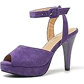 fereshte Women's Platform High Heel Sandals, Ankle Strap, Peep Toe, Slingback Dress Shoes