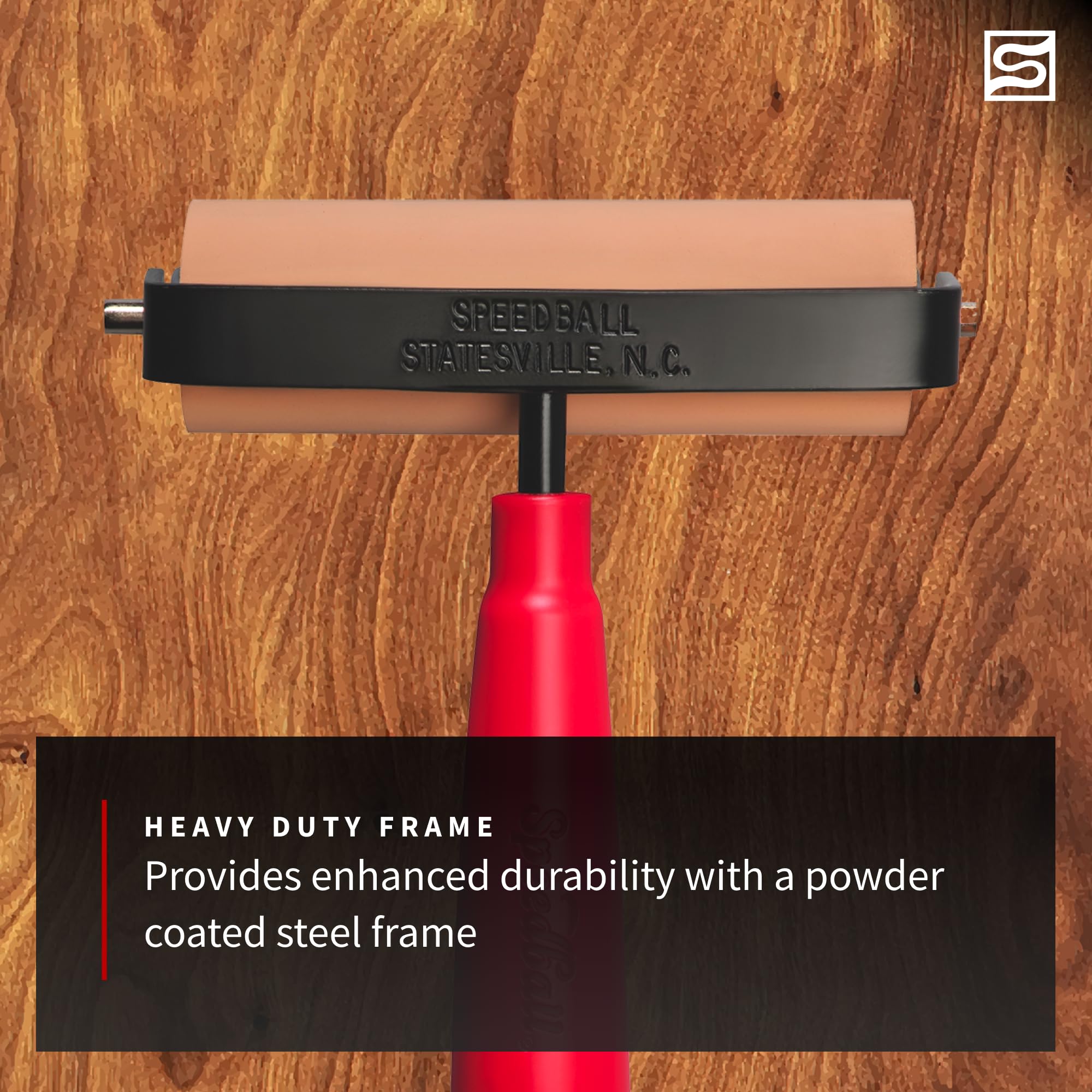 Speedball Deluxe Soft Rubber Brayer - 40/42 Durometer Roller with Heavy Duty Steel Frame – 6 Inches
