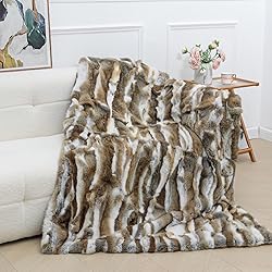Real Rabbit Fur Throw Blanket Rug Luxury Patchwork