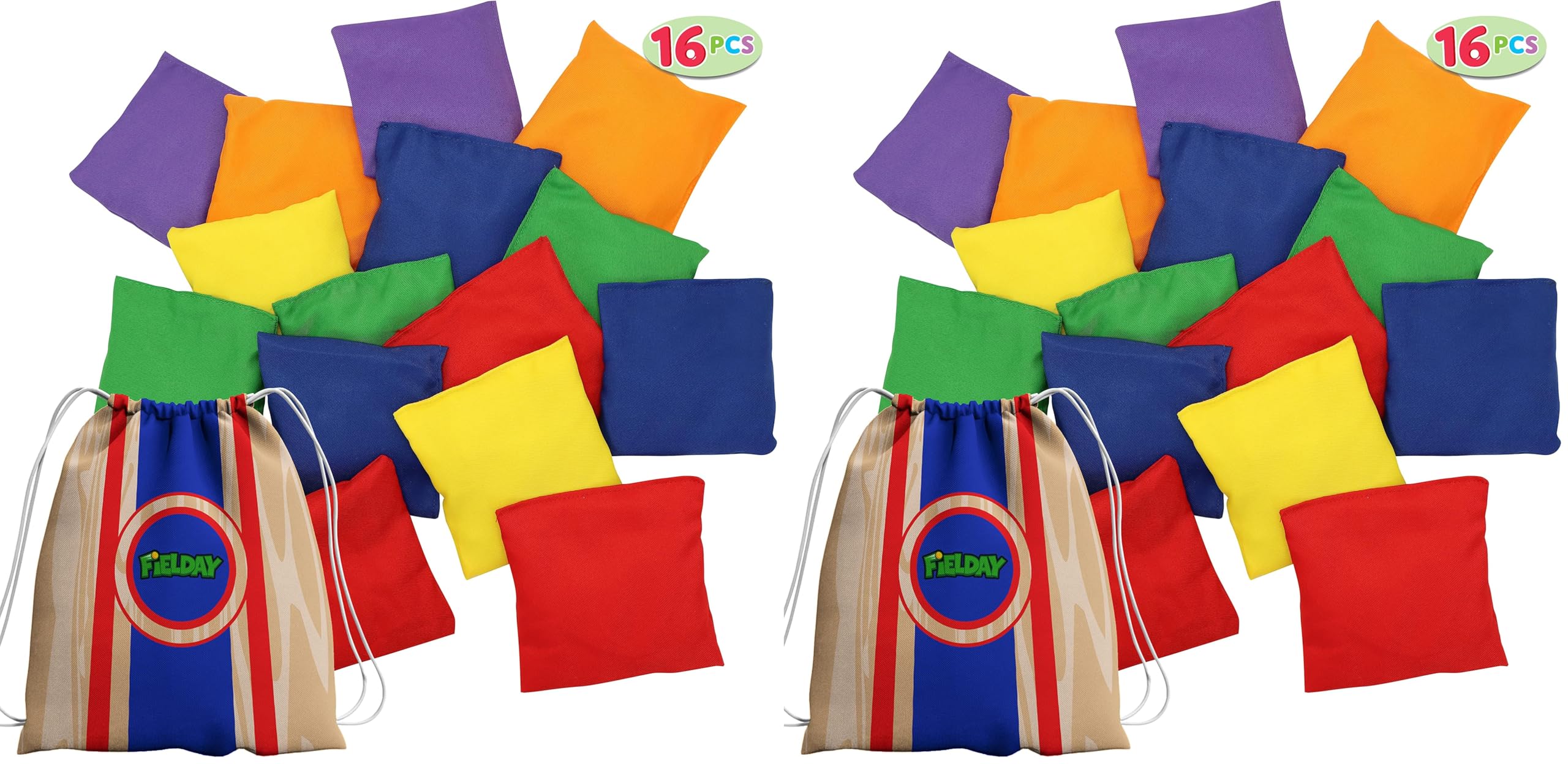 JOYIN 16 Cornhole Bean Bags for Tossing (4.7” x 4.7”), Durable Nylon All-Weather Game, Includes 15 Bean Bags and a Carry Bag, Cornhole Game Set, Party Supplies for Kids & Adults (Pack of 2)