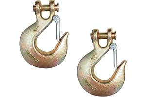 MEGA CARGO CONTROL Heavy-Duty 1/2" Forged Steel Clevis Slip Hooks with Latch, 2 - Pack G70 Tow Chain Grab Hooks for Trailers, Trucks & Transport Towing