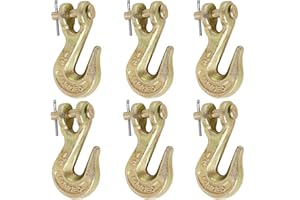 PALOZO 1/4 Inch Clevis Grab Hook Pin Clevis Rigging Tow Transport Truck Trailer Hook 3600 Lbs Working Load Limit, Pack of 6