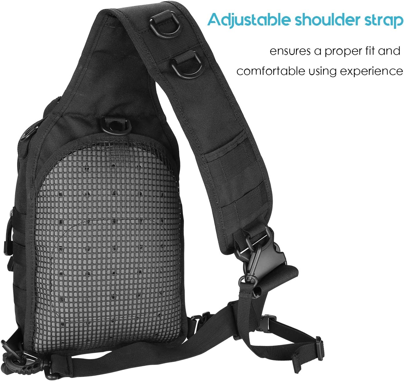 ProCase Tactical Sling Bag Pack with Pistol Holster, Military Rover Sling Shoulder Backpack Outdoor Sport Daypack for Hunting, Trekking and Camping -Black : Sports & Outdoors