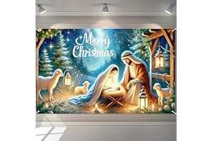 BlissYard Nativity Scene Banner 71x43 Inches Merry Christmas Manger Scene Banner Religious Christian Backdrop for Church Indoor Outdoor Christmas Backdrop Nativity Background Holiday Decoration