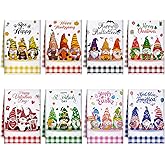 Fourluoo 8 Pcs Gnomes Seasonal Kitchen Towels, Holiday Hand Dish Towels Set Decorative Tea Cloths for Valentine St. Patricks Day Easter Home Kitchen Bathroom Decor, 16 x 24 inch