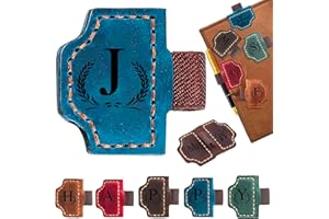 AEBGSA Custom Bygone Mark Bookmark with Pen Holder, 26 Letters Name Initial Personalized Magnetic Leather Bookmark, Gifts for Book Lovers, Readers, Travelers, Leather Book Marks (Blue, J)