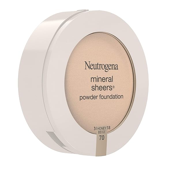 NEUTROGENA MINERAL SHEERS COMPACT POWDER FOUNDATION, LIGHTWEIGHT & OIL-FREE MINERAL FOUNDATION, FRAGRANCE-FREE, HONEY BEIGE 70, .34 OZ