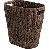 StorageWorks Wicker Trash Can, Wicker Waste Basket for Bathroom, Brown | 4 Gallon Slim Bathroom Trash Can with Built-in Handl