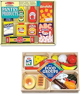 3 Item Bundle: Melissa and Doug 271 Food Groups and 4077 Pantry Wooden Play Food + Free Activity Book