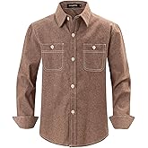 Spring&Gege Boys' Long Sleeve Chambray Shirt Casual Cotton Woven Button Down Shirt with Two Pockets