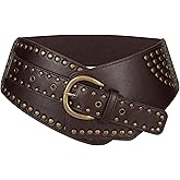 JASGOOD Women Vintage Wide Elastic Belt Studded Stretchy Waist Belt with Rivets Metal Buckle