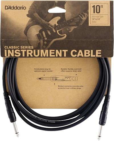 D'Addario Planet Waves Guitar Cable 1/4 to 1/4 10 ft Straight Classic Series