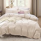 Bedsure Oat Milk Duvet Cover King Size - 3 Pieces Prewashed Cotton-Like Polyester Extra Soft Bedding Set, Includes 1 Duvet Co