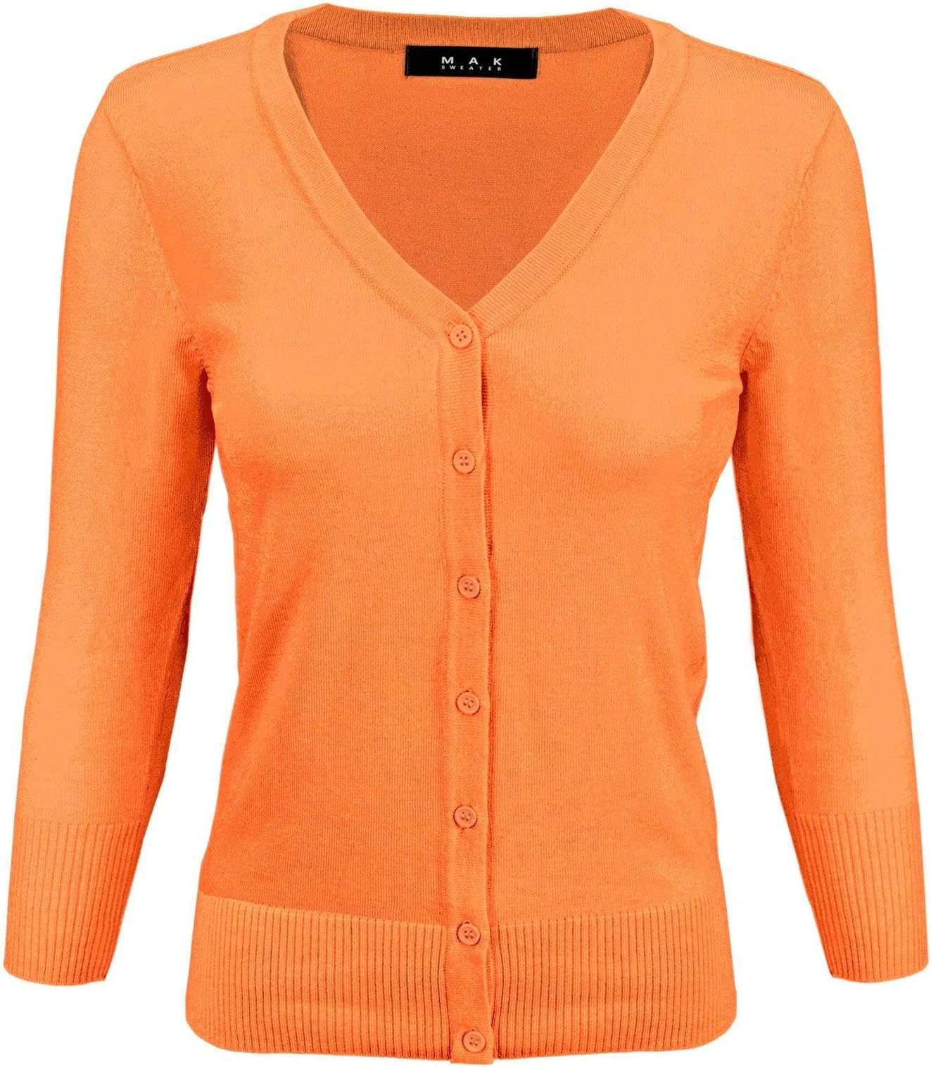 Women's Knit Cardigan Sweater – 3/4 Sleeve V-Neck Basic Classic Casual Button Down Soft Lightweight Top (S-3XL)