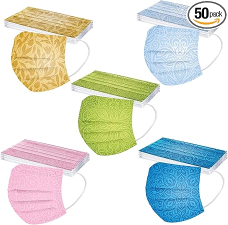 Amazon Co Jp マスク 50枚 Chensen 使い捨てマスク 不織布マスク カラーマスク かわいい レースマスク 超快適マスク レース マスク プリント レース柄 不織布 3層構造 高密度フィルター素材 通気性 立体レギュラーサイズ 防塵 風邪予防 Mask 防塵 飛沫 花粉ウイルス対策