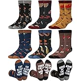Eurzom 6 Pairs Funny BBQ Socks for Men Novelty Grilling Cotton Sock Birthday Valentine Gift for Grill Masters Barbecue Lovers