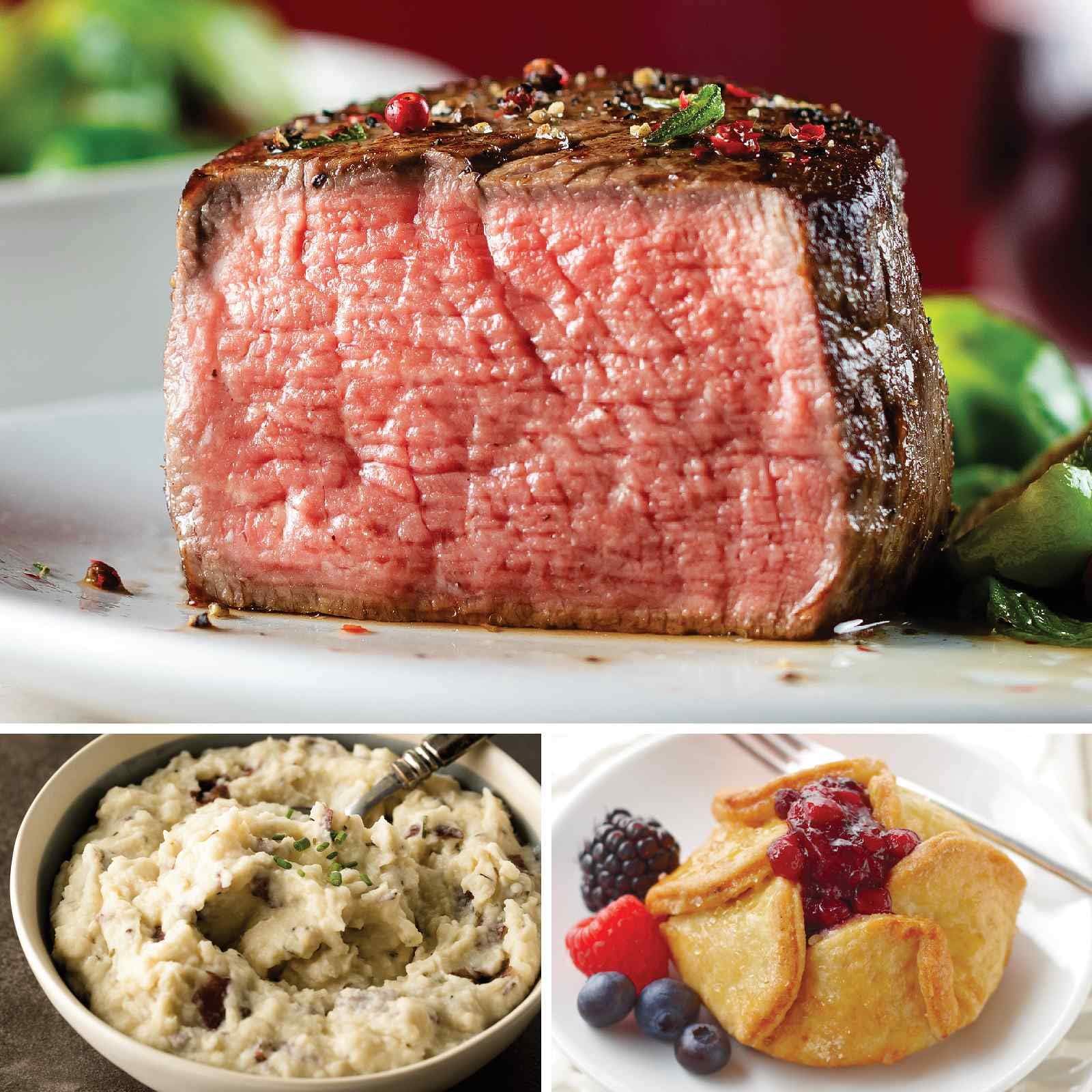 Omaha Steaks Filets and Diamonds Anniversary Surprise Combo (7-Piece with Filet Mignons, Smashed Red Potatoes, Individual Triple Berry Tartlets, and an Anniversary Gift)