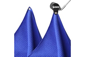 ZOEA Magnetic Towel, Magnetic Clip for Golf Towel, Microfiber Fabric Waffle Pattern Towels Industrial Strength Magnet for Strong Hold to Golf Carts or Clubs (2, Blue)