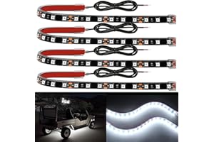 YM E-Bright 4Pcs Led Strip Lights for Car, 12inch Waterproof IP68 Car Underglow Strip Lights Decoration 18SMD 12V Led Interior Exterior Lights Strip for Cars Motorcycles Truck Golf Cart Boat - White