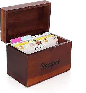 Caja Madera de Acacia para Recetas AKND Gourmet con Divisores ...