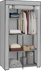 SONGMICS Clothes Wardrobe 6 Tiers Non-Woven Grey Chevron 168 cm RYG084G22