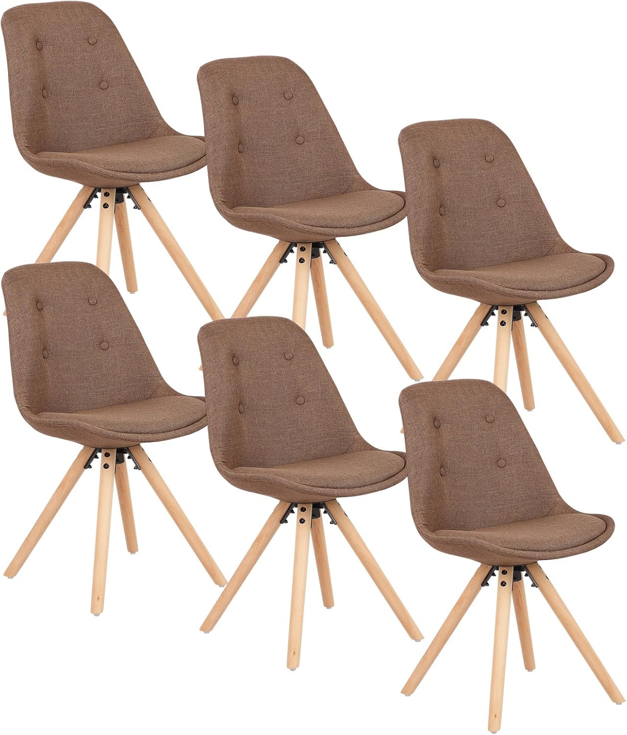 WOLTU 6 x Dining Chairs Linen Breakfast Chairs Solid Wood Legs Kitchen