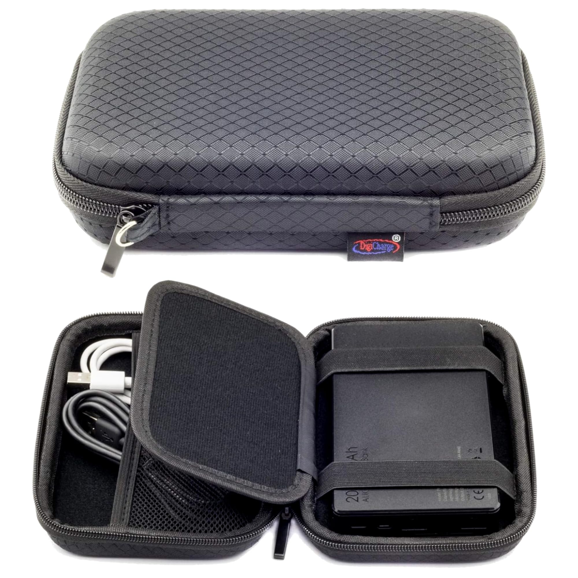 Digicharge Power Bank Carry Case for Anker Zolo/PowerCore, INIU, AsperX, UGREEN, Charmast, Magsafe, AUKEY EasyAcc EC Technology RAVPower Cover Portable External Battery Chargers up to 16.5x10x2.5cm