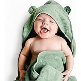 Natemia Hooded Baby Bath Towel - 100% Organic Cotton Baby Towels for Newborns, Toddlers, Boys, Girls - Soft Absorbent 450 GSM - Gentle on Sensitive Skin - Baby Shower Registry Gift (35" x 35")