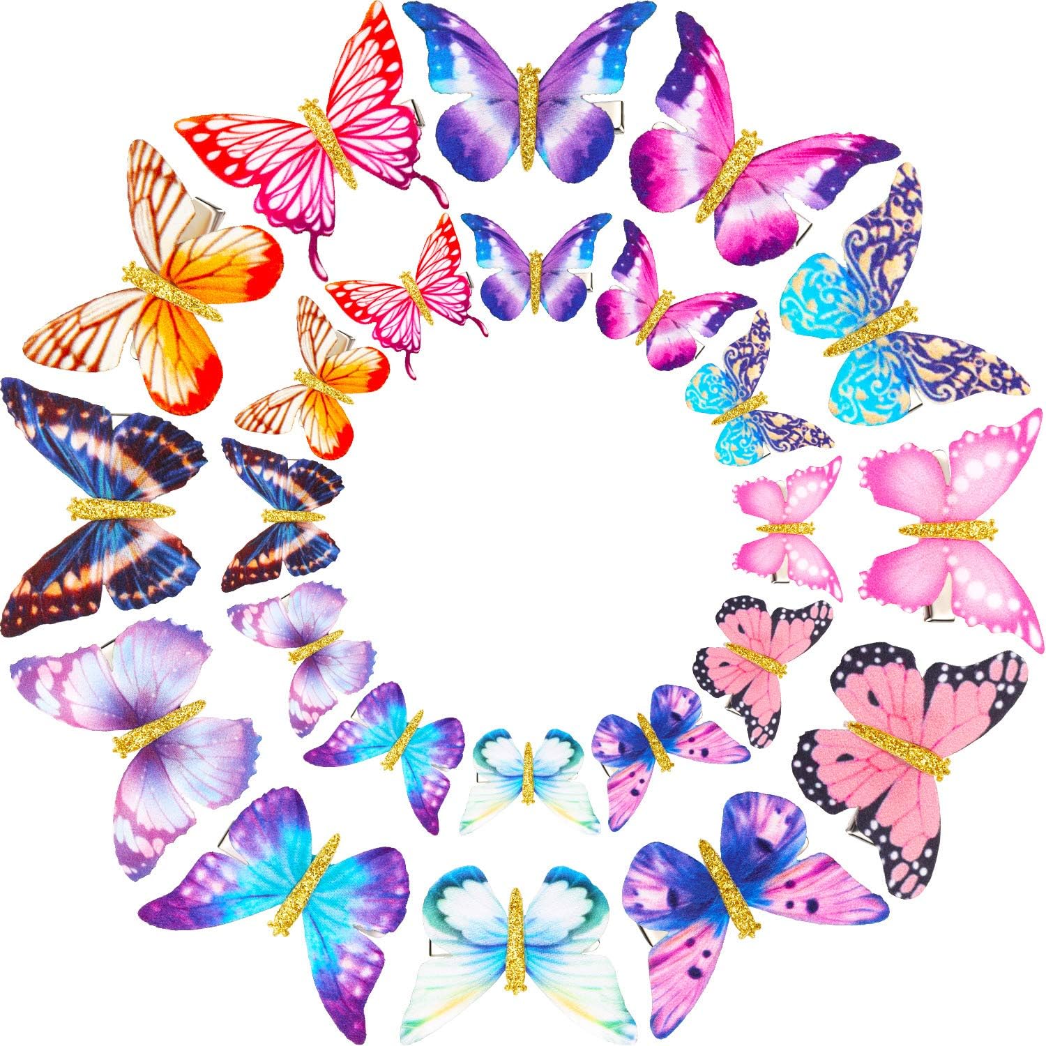 Poen 24 Pieces Butterfly Clips Butterfly Barrettes Metal Butterfly Hair Clips for Women (Elegant Style)
