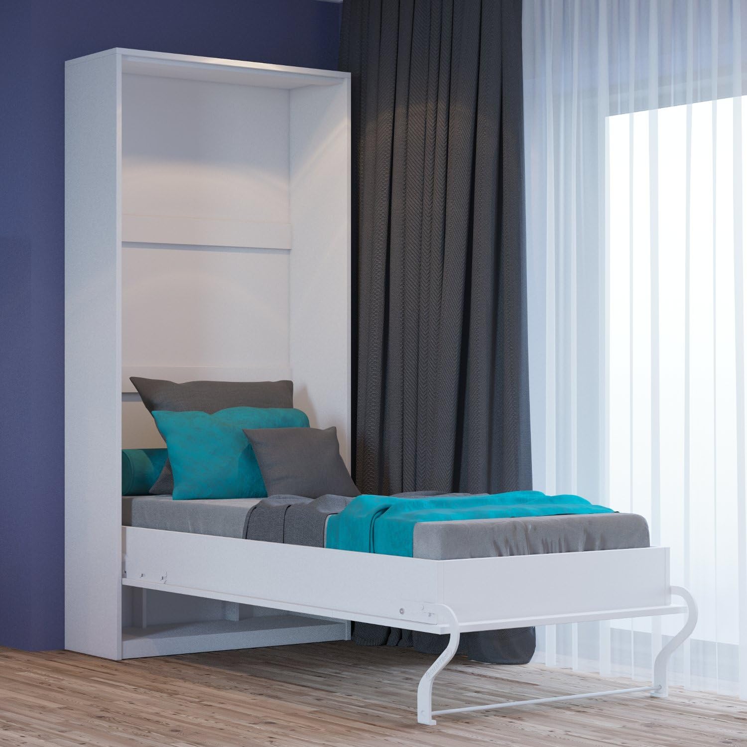 Armario con cama abatible, vertical, 80 x 200 cm, frontal ...