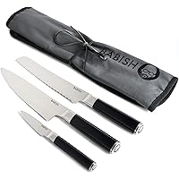 Babish Cutlery Set w/Knife Roll German, 3-Piece, Stainless Steel