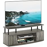 Furinno JAYA Large Entertainment Stand for TV Up to 55 Inch, French Oak Grey/Black