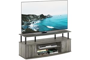 Furinno JAYA Large Entertainment Stand for TV Up to 55 Inch, French Oak Grey/Black